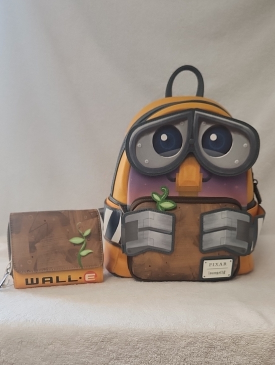 Loungefly Handbags - Loungefly Yellow Pixar WALL·E Character Backpack with Matching WALL•E Wallet